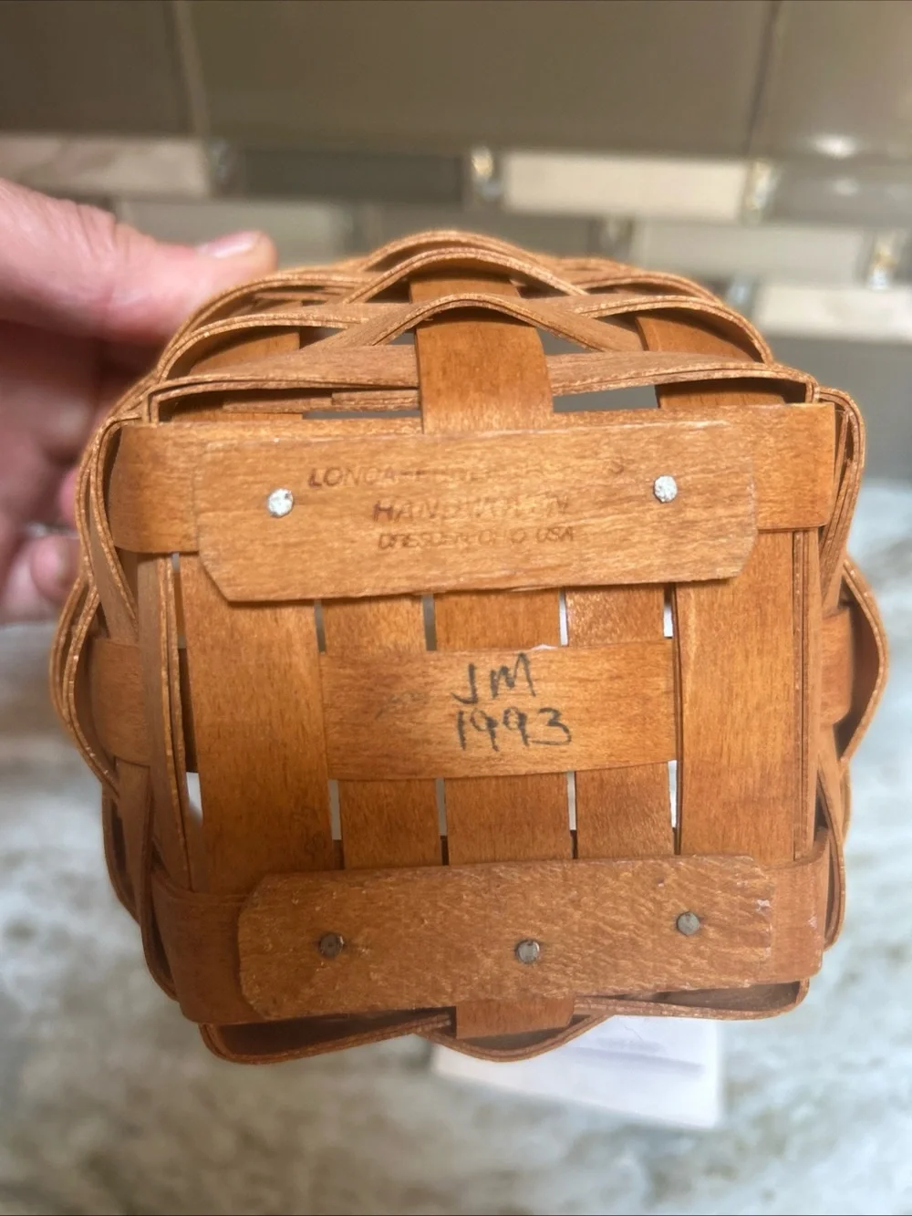 1993 Lily of the Valley May Series Longaberger Basket Small Key Holder Handle